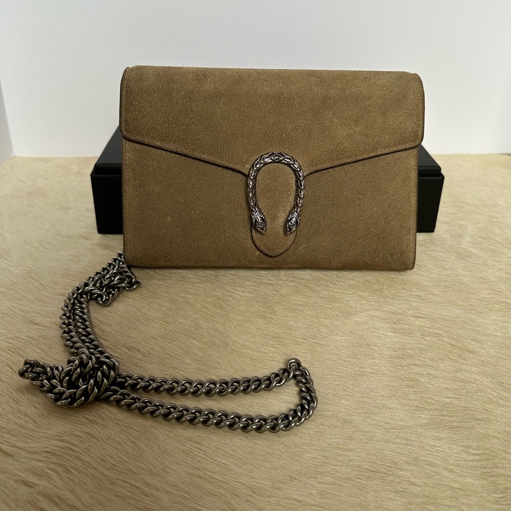 Gucci Brown Suede Dionysus wallet on chain